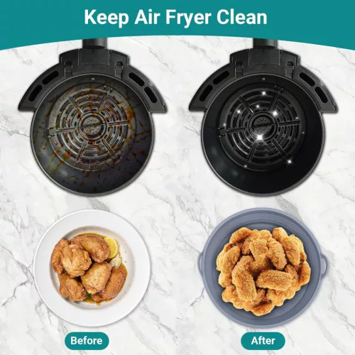 Szilikon Airfryer sütőkosár 2 darabos  – összecsukható, hőálló, szürke