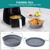 Szilikon Airfryer sütőkosár 2 darabos  – összecsukható, hőálló, szürke