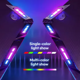   Dowinx RGB Gamer számítógépasztal, 140x60 cm, fekete - Pohártartó, fejhallgató tartó, távirányító