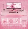 Dowinx RGB Gamer számítógépasztal, 120x60 cm, pink- Pohártartó, fejhallgató tartó, távirányító