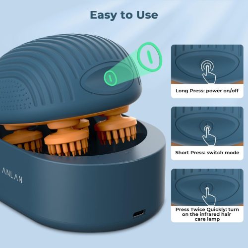 ANLAN relax fejbőrmasszírozó – vezeték nélküli, vízálló, 4 masszázsfejjel