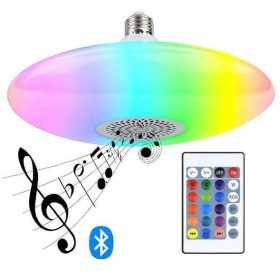  E27 RGB Bluetooth UFO lámpa hangszóróval + távirányítóval – 20W