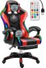 Likeregal 920 LED gamer szék lábtartóval piros masszázs funkcióval