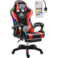 Likeregal 920 Lábtartós masszázs gamer szék LED-világítással