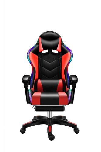 Likeregal 920 LED gamer szék lábtartóval piros masszázs funkcióval