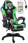 Likeregal 920 LED masszázs gamer szék lábtartóval zöld Likeregal 920 LED masszázs gamer szék lábtartóval zöld
