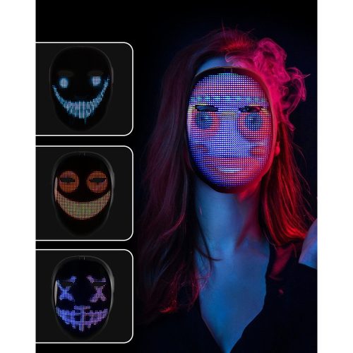 Világító LED Arcmaszk Bluetooth Alkalmazással