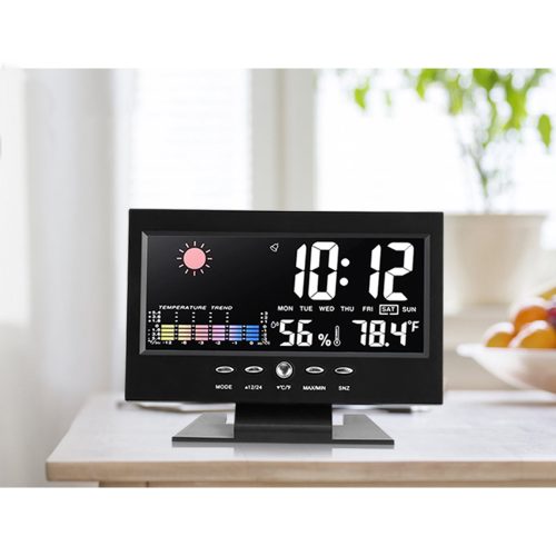 Időjárás állomás óra - színes képernyő, hőmérséklet és páratartalom kijelző