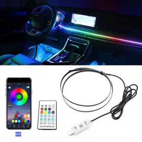   Okos autós LED világítás belső térbe -  110cm + 35 cm, applikáció+távirányító
