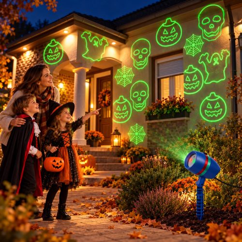 Halloween fényjáték projektor 4 mintával – kültéri dekoráció