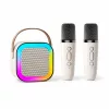 Hordozható RGB Bluetooth karaoke hangszóró 2 vezeték nélküli mikrofonnal