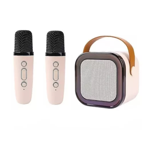Hordozható RGB Bluetooth karaoke hangszóró 2 vezeték nélküli mikrofonnal