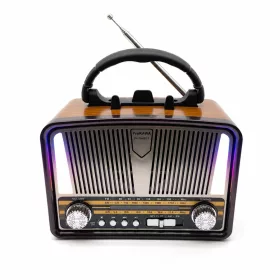   Retro stílusú Bluetooth hangszórós rádió LED világítással és zseblámpával