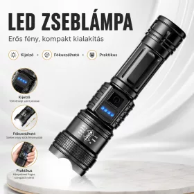   D73 USB tölthető, zoomolható LED kézilámpa – erős fényű kültéri zseblámpa