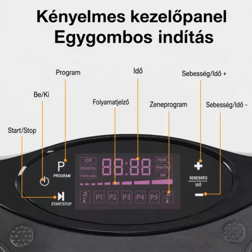 Intelligens vibrációs edzőpad távirányítóval - beépített hangszoróval - RSB-304, fekete 