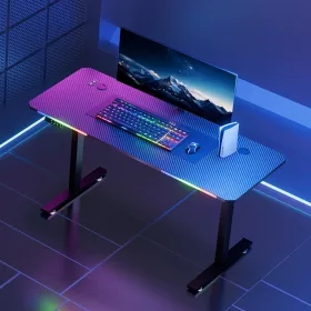   Elektromosan állítható gamer asztal RGB világítással – 140×60 cm