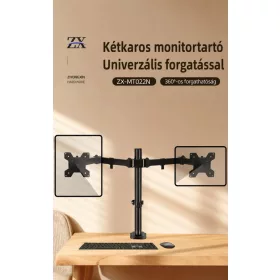   ZX-MT022N dupla monitorállvány – teleszkópos, forgatható asztali tartó