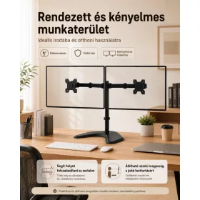   Dupla monitor tartó állvány 10–32 colos kijelzőkhöz, forgatható és állítható mechanikus karral