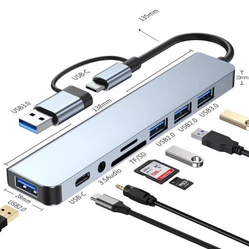 USB Type-C 8in1 univerzális elosztó HUB