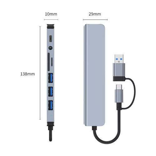 USB Type-C 8in1 univerzális elosztó HUB