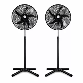   2 darabos, 18 colos állóventilátor szett – 5 lapáttal, 3 sebességfokozattal, 104-132 cm között állítható, fekete