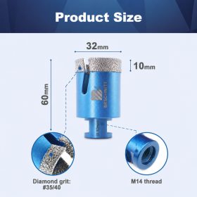   BRSCHNITT vákuumforrasztott gyémánt koronafúró, 32 mm, M14
