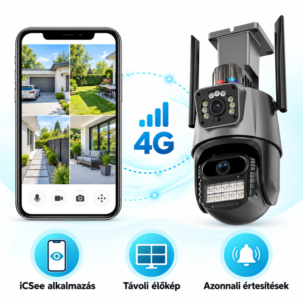 iCSee alkalmazás távoli élőképpel és értesítésekkel 4G hálózaton